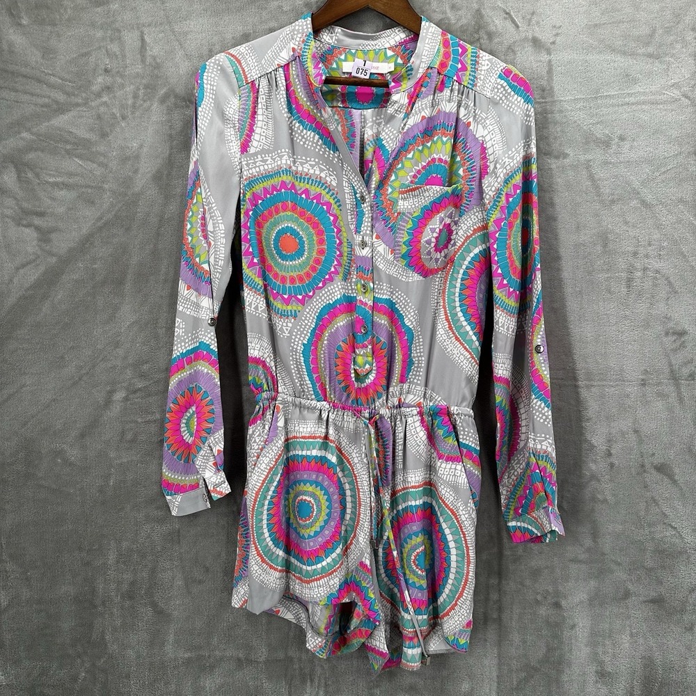 Alice Trixie Romper Womens XS Multicolor Silk Bright Satin Bright Drawstring